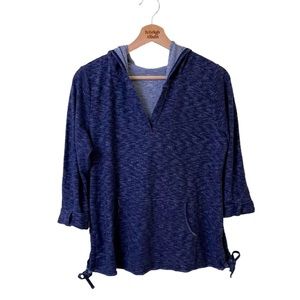 Soft Surroundings V-Neck Hooded Sweatshirt Side Ties in Size Small